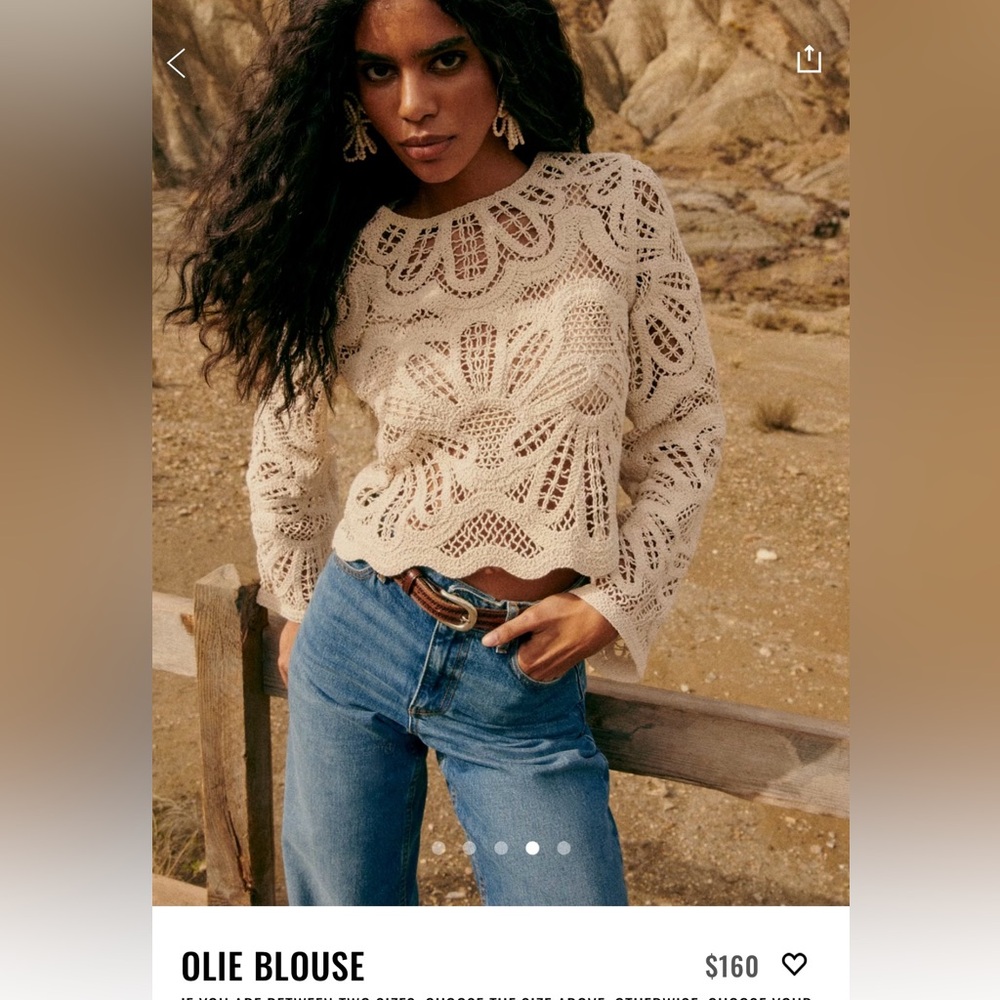 Sezane Olie Ivory Lace Blouse - Picture 5 of 5